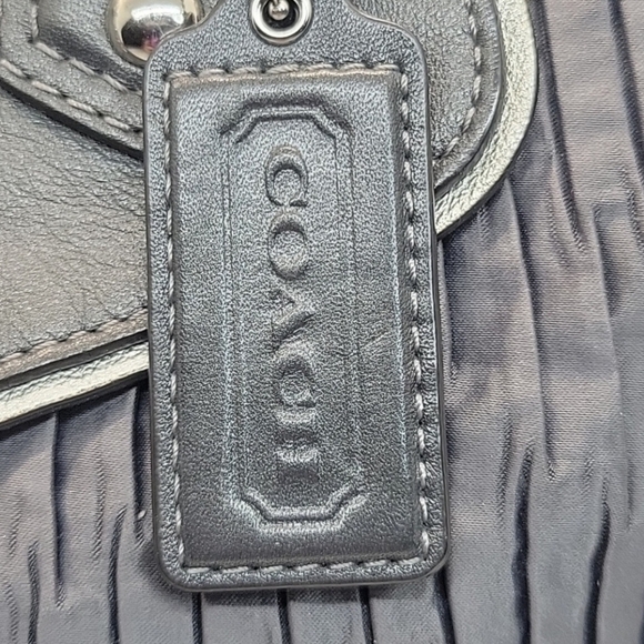 Authentic Coach Ashley gathered satin satchel gray shoulder handbag F20084 - Picture 6 of 13